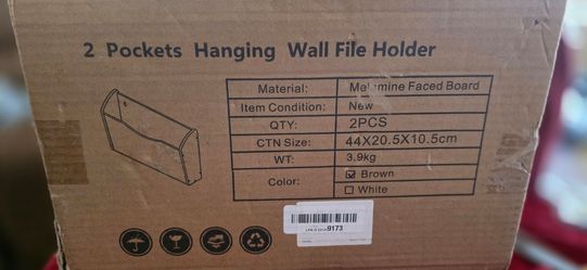 2-Pocket Hanging Wall File Holder Brown