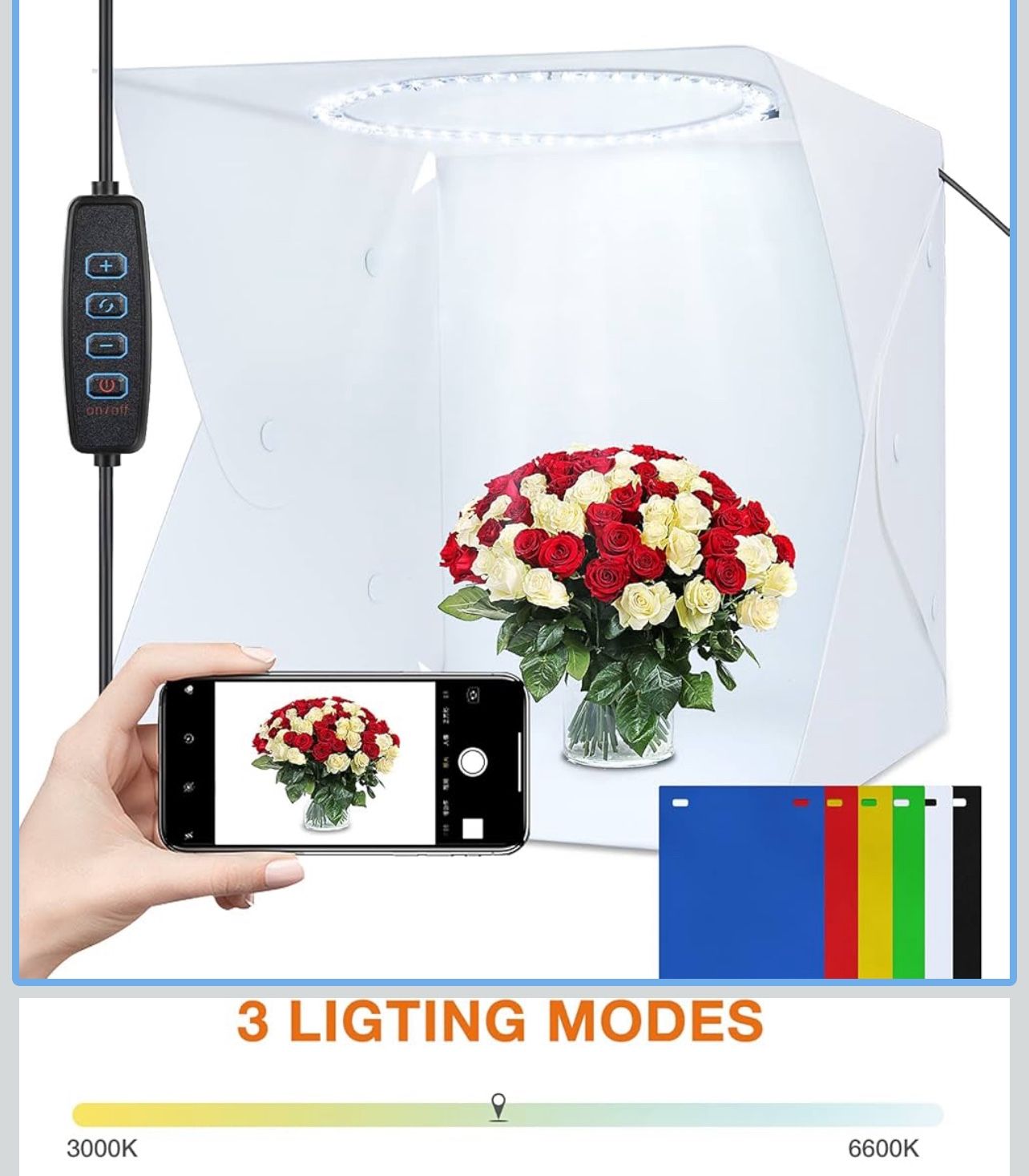 Photo Light Box 12x16 inch with Upgrade Ring Light Panel New In Box