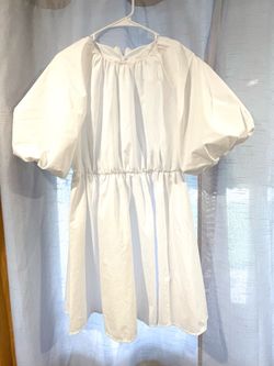 White Puff Sleeve Mini Dress