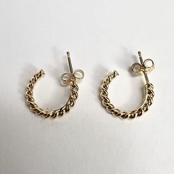 Tiffany and Co 18k 750 Yellow Gold Small Twisted Hoop Earrings