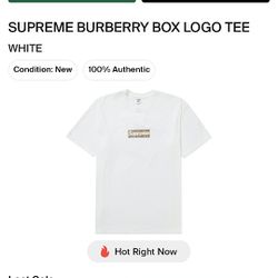 Supreme Burberry Box Logo Tee White - Size Medium