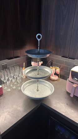 3-Tier Galvanized Metal Serving Stand