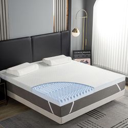 Was 150$ 4 Inch 7-Zone Memory Foam Mattress Topper Queen with Removable Cover, Cooling Gel-Infused Swirl Egg Crate Standard 100 by Oeko-TEX Certif