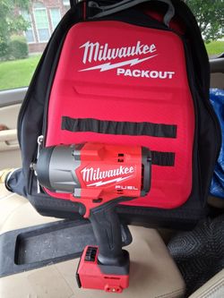 Milwaukee 1/2in high torque impact and Packout back pack