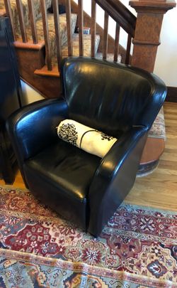 Black leather club chair
