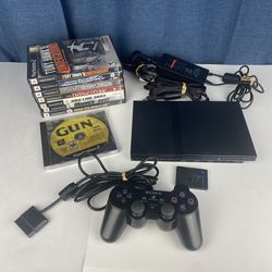 Ps2 PlayStation 2 Slim Console Bundle w/ 8 Games Controller & Memory *Tested 