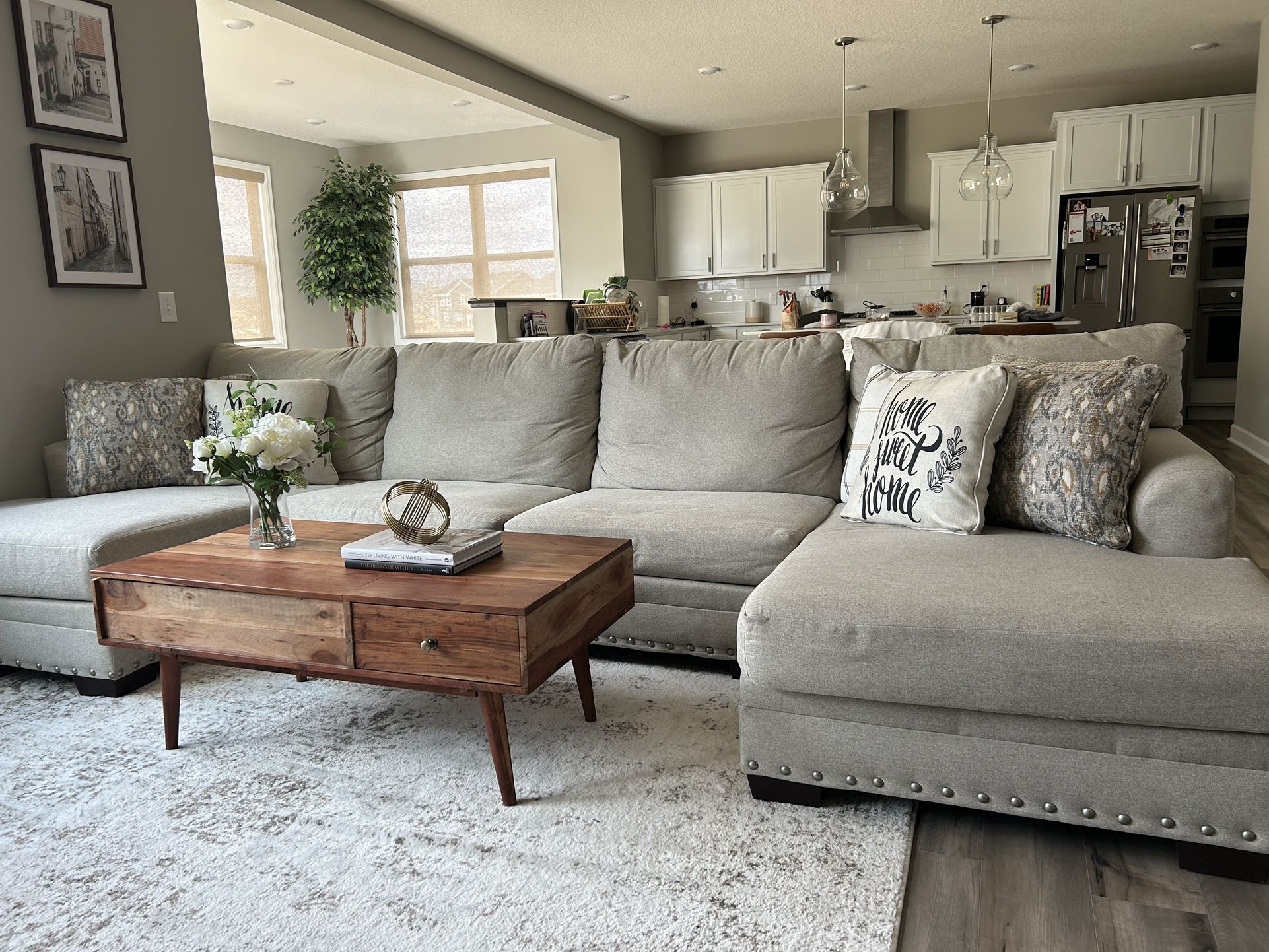Large Grey Sectional Sofa 