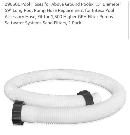 Pool Hoses for Above Ground Pools-1.5" Diameter 59" Long Pool Pump Hose Replacement for Intexx Pool Accessory Hose, Fit for 1,500 Higher GPH Filter