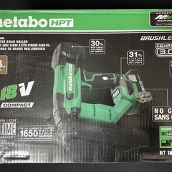 Brand New Multi-Volt Metabo HPT 18-Volt Cordless Brad Nailer Kit With Bag,  Charger & 3 AH Battery. (Formerly Hitachi Power Tools)
