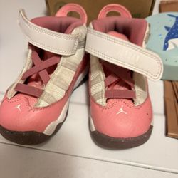 Jordan 6 Rings "Coral Chalk/Desert Berry/White" Grade School Girls' Shoe