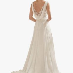 Brand new Wedding Dress beautiful ivory / Cream chiffon and lace with beadwork size 6