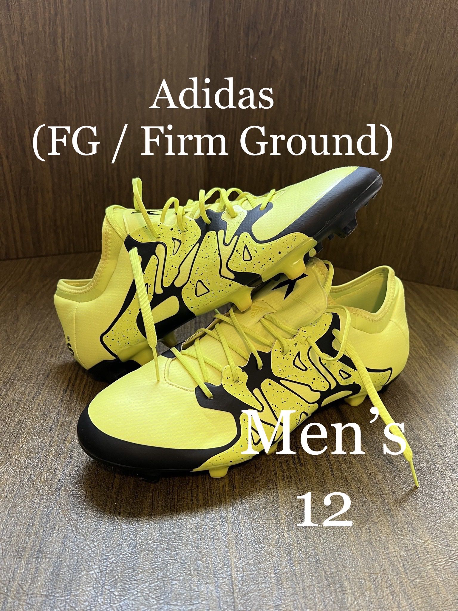 ADIDAS / 15.1 X / FG Firm Ground / Artificial Grass SOCCER Football Boots Cleats Shoes / Men’s 12 / Like New w/o Box!! / Neon & Black
