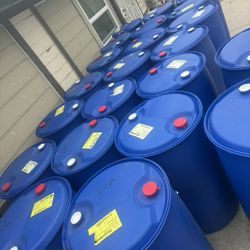 Bins Plastic Storage Containers Empty 55gallon Cans Opened Closed Lid 