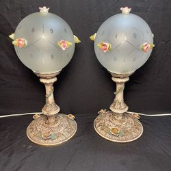 Vintage Capodimonte Globe Lamps-Antique Italian Porcelain Lamps ($450 pair)