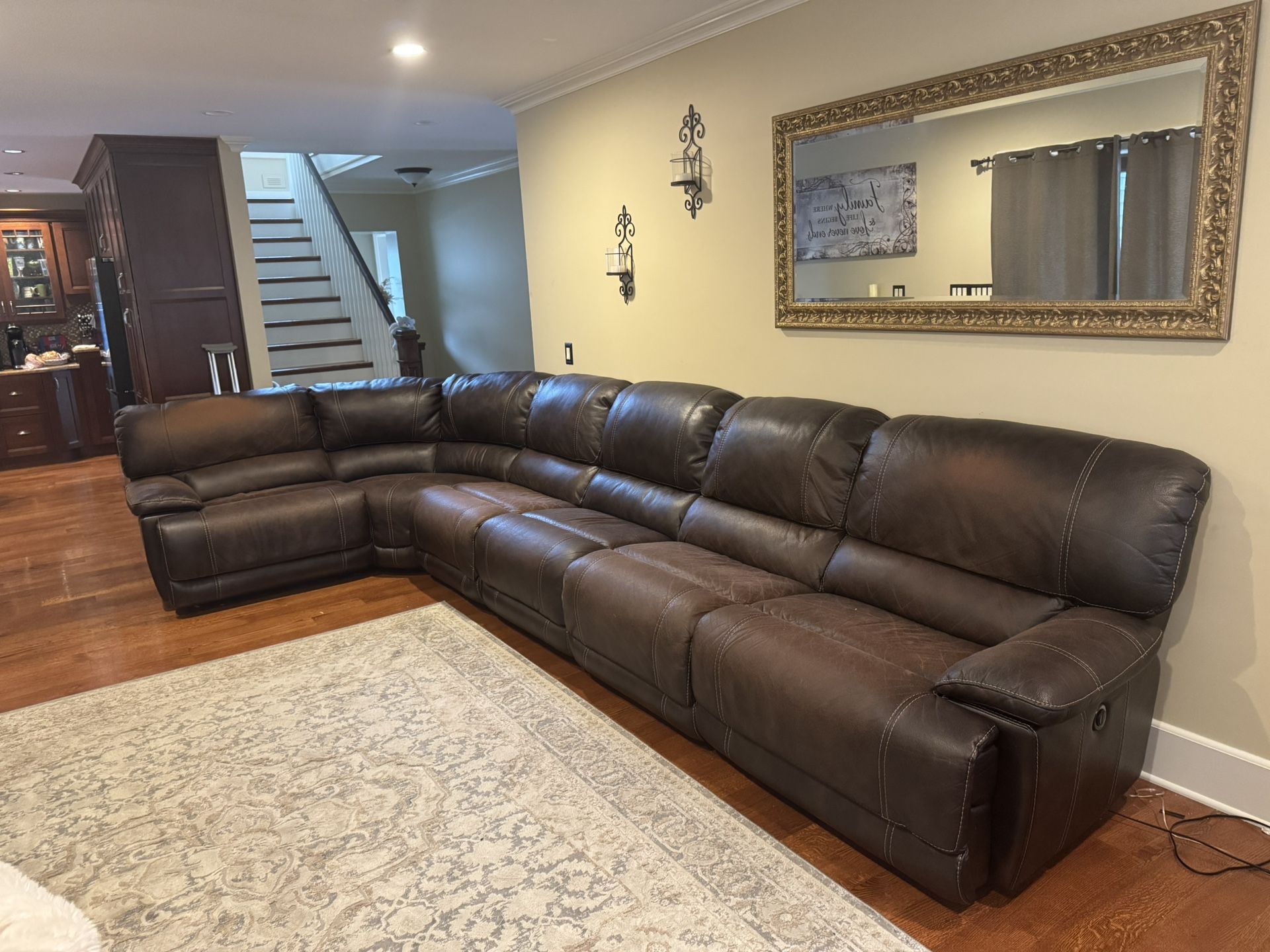 6 Piece Brown Leather Sectional