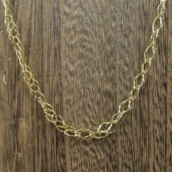 24" Sterling Silver Fancy Pattern 14K Gold Plated Chain Necklace Vintage