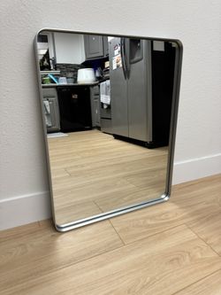 30” x 24” - Silver Framed, Rounded Rectangular Bedroom/Living Room/Bathroom Mirror