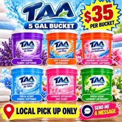 TAA Laundry Detergent & Fabric Softener – 5 Gallon Buckets