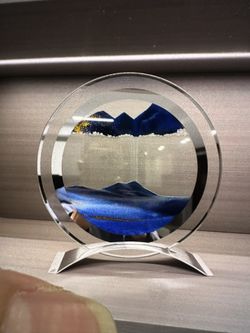 3D Hourglass Art Decorative Ornaments, Flowing Sand Motion Scenery Glass Desktop Room Ornament Craft