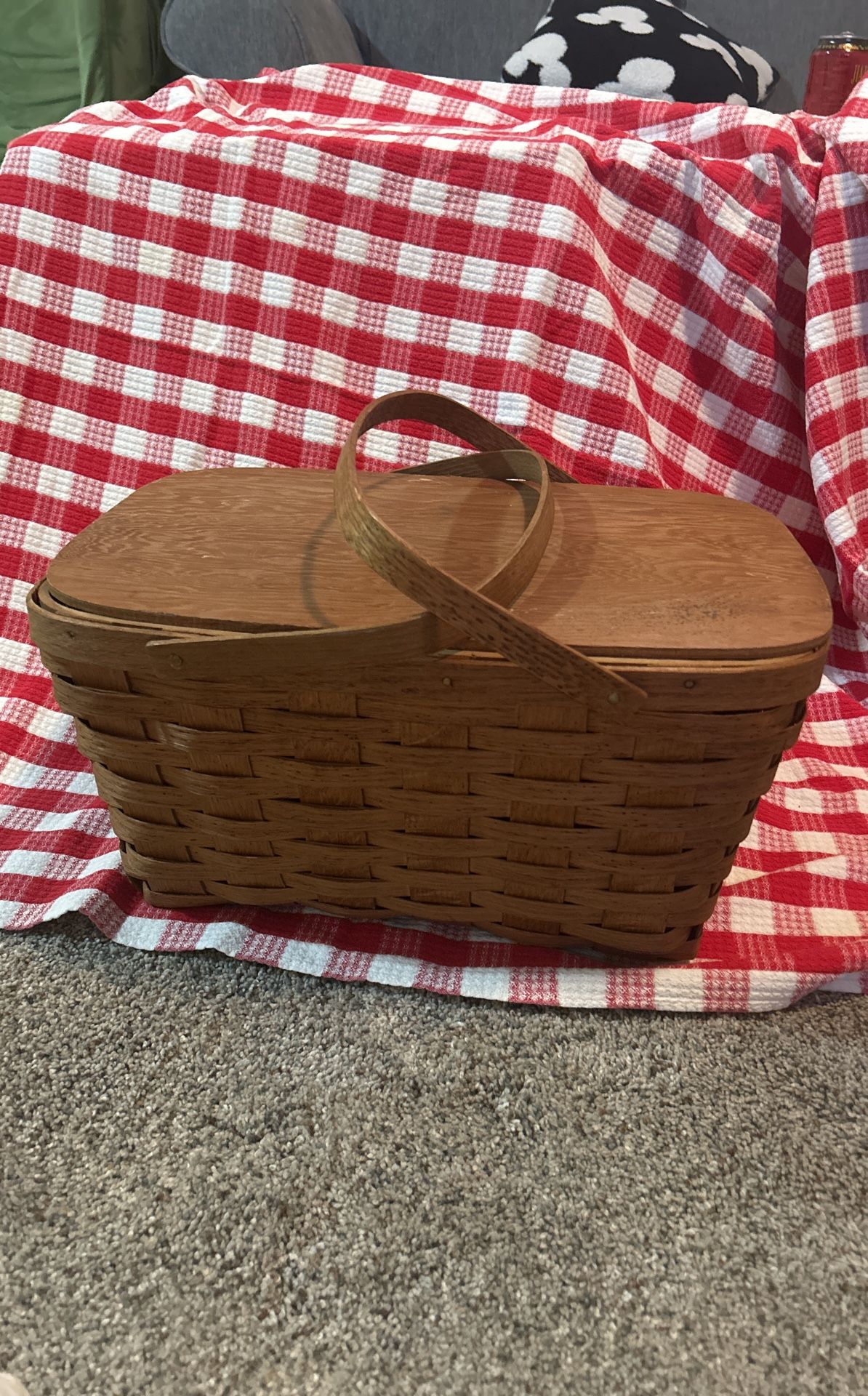 Antique Picnic Basket With Insert