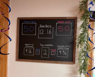 Football or Pom Poms Gender Reveal Scoreboard Sign | Team Boy vs Team Girl Party Backdrop | Sports Baby Shower Entrance & Dessert Table Decoration