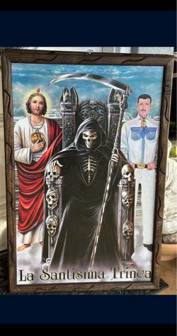 La Santísima Trinca Framed Religious Art Print and more Santa muerte statue