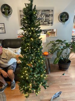 Pre-lit pencil style 6ft  Christmas Tree,