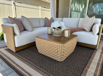 Luxury Outdoor Sectional Sofa Set with Coffee Table with storage – Patio Furniture
