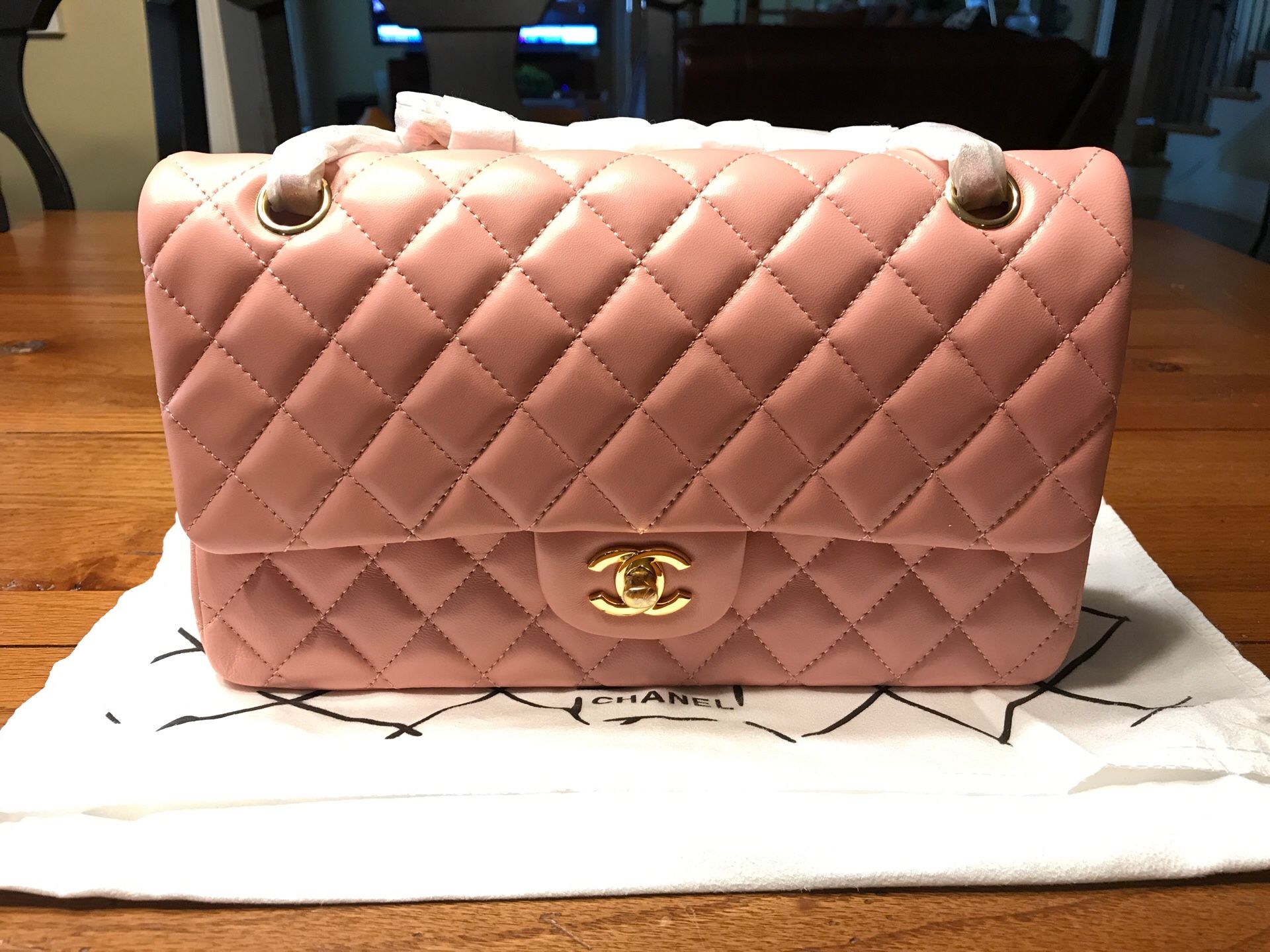 Chanel Caviar Double Flap Quilted Lambskin Medium size Soft Pink Bag