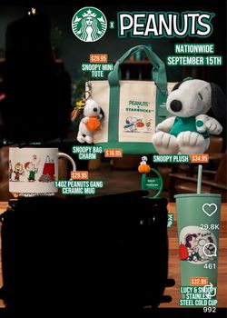 Starbucks snoopy items available