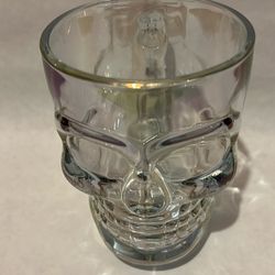 Clear Glass Skull Novelty Mug Stein Bone Shaped Handle