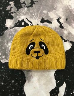 Panda Face Fleece Knit Beanie Hat 