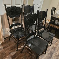 4 Black Solid Oak Vintage 