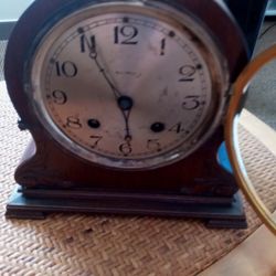 1940s Waltham Chime Clock. Beautiful Wood Case Time's The Hour And The Half Hour