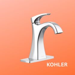 KOHLER Maxton Polished Chrome 4-inch Centerset Single-Handle Bathroom Sink Faucet with Drain and Deck Plate