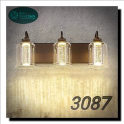 ✨ Elegant Crystal Bubble Bathroom Light – 3-Light 15W LED Vanity Fixture, 20.5”, Bronze Finish, 5 Colors