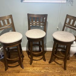 Swivel Stool 30 in. Burnt Brown with Slatted Back