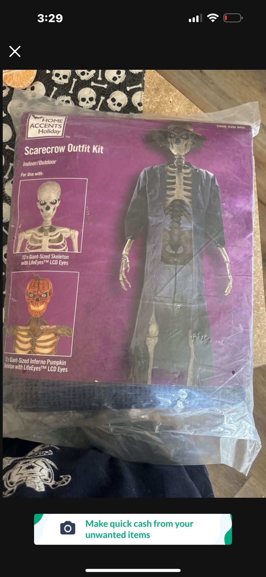 Halloween 12ft Skeleton Scarecrow Outfit Kit
