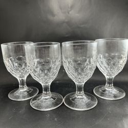 4 ANTIQUE EAPG Honeycomb Flint Pattern Wine  Glasses 