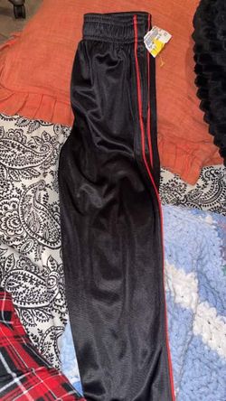 Black Athletic Track Pants with Red Stripe