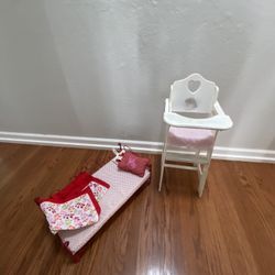 Bed And High Chair For Dolls 