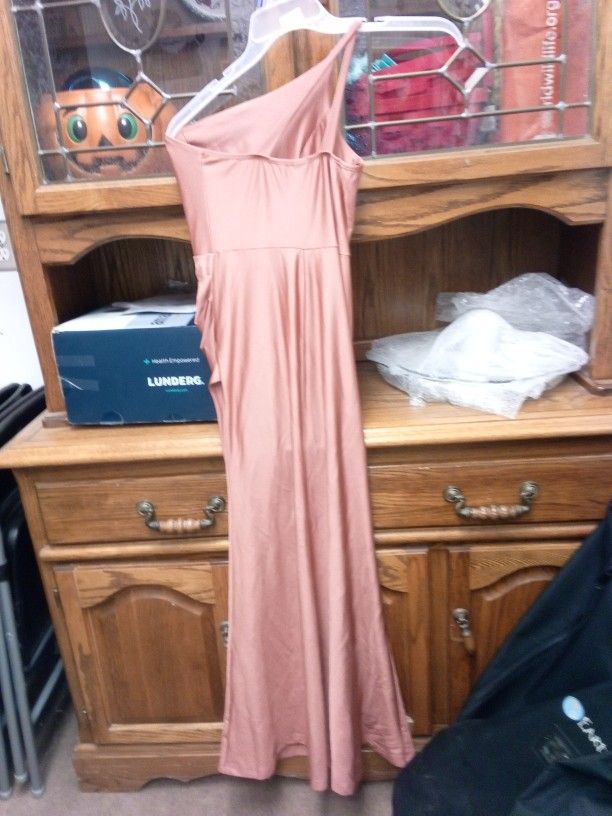 Half Shoulder Full Length Prom Dress