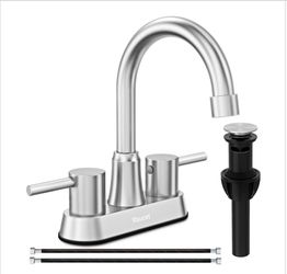 Bathroom Faucet Centerset 3 Hole, Brushed Nickel