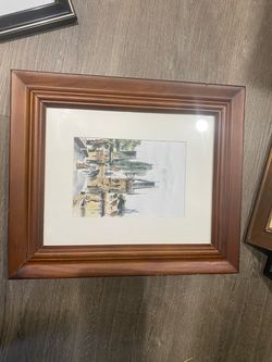 Framed Watercolor European Cityscape Print