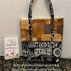 CHRISTIAN BIBLE VERSE QUILTED HANDMADE TOTE BAG