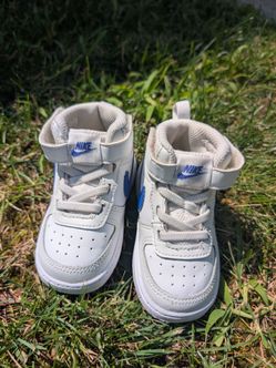Nike Toddler High Top Sneakers US 6C White/Blue Leather Hook & Loop