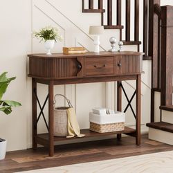 Console Table, Sofa Tables with Open Storage Shelf, Entryway Table with Drawer Narrow Long Entrance Tables for Entry Way Hallway Behind Couch Living R