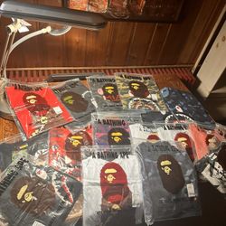 Huge BAPE 20 Pieces Available. Shirts, Shorts, Hoodies Camo Shark, Cococola Bathing Ape, WGM And More
