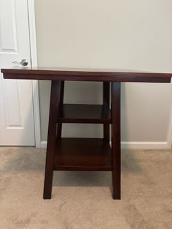 $145 OBO-Solid Wood Counter-Height Pub Table with Storage Shelves