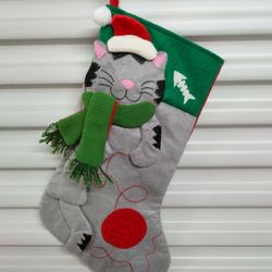 Felt Pet Christmas Stocking - 16" Cat